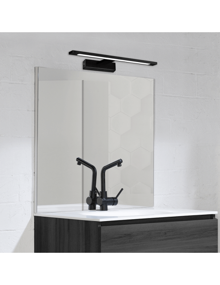 Aplique de pared LED metálico para baños Menorca 12W Ip44  Negro Ambiente