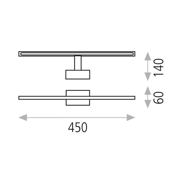 Aplique LED metálico para banheiros Menorca 12W Ip44 Medidas