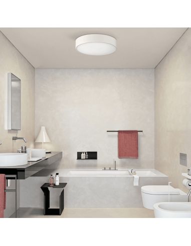 Plafonnier rond moderne Dins pour salle de bain IP44 32cm Blanc ambiant