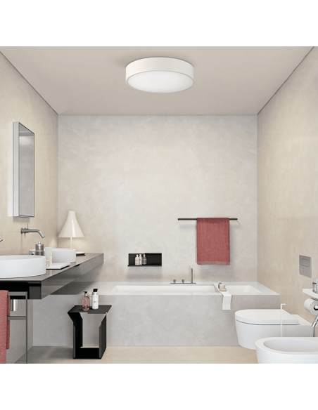 Plafón de techo redondo moderno Dins para baños IP44 de 32cm Blanco Ambiente