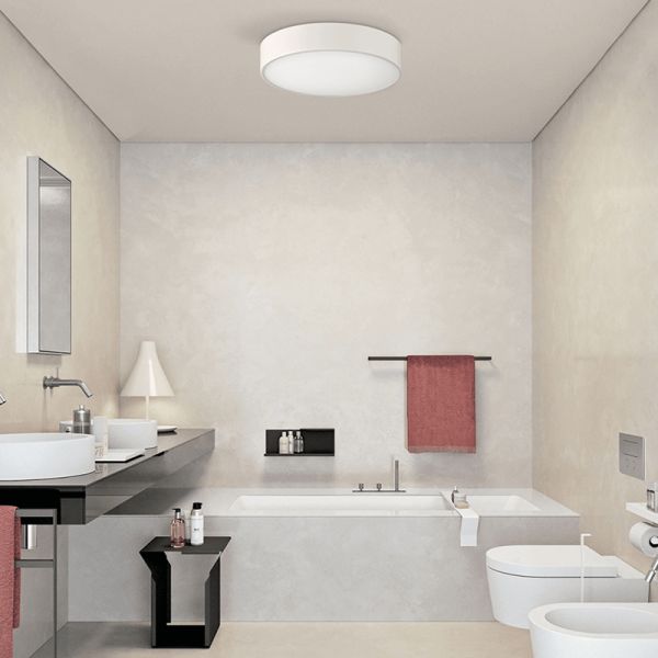 Plafonnier rond moderne Dins pour salle de bain IP44 32cm Blanc ambiant