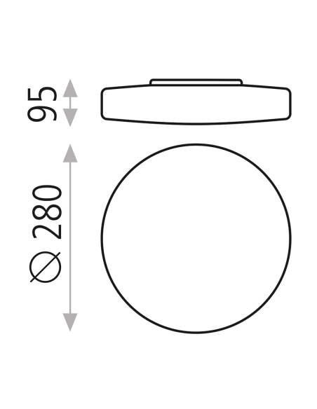 Plafonnier rond blanc Moon 28cm