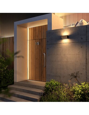 Aplique de pared de madera exterior horizontal Beret 1xE27 ambiente