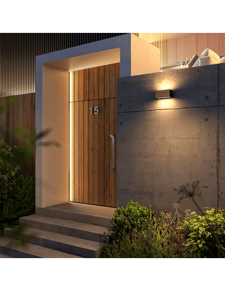 Aplique de pared de madera exterior horizontal Beret 1xE27 ambiente