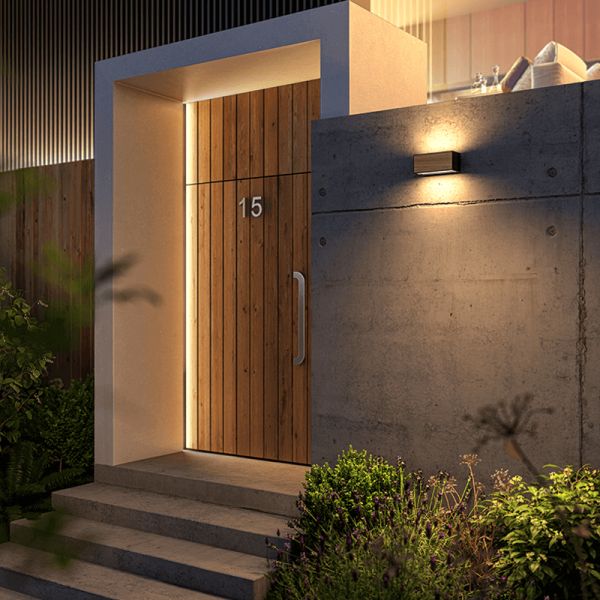 Aplique de pared de madera exterior horizontal Beret 1xE27 ambiente