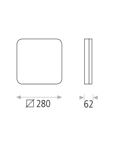 Candeeiro de tecto para casa de banho LED Quadrado Branco 3000K/4000K/6500K, IP54 com Sensor Medidas