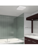Plafonnier de salle de bain LED carré blanc 3000K/4000K/6500K, IP54 avec capteur d'ambiance