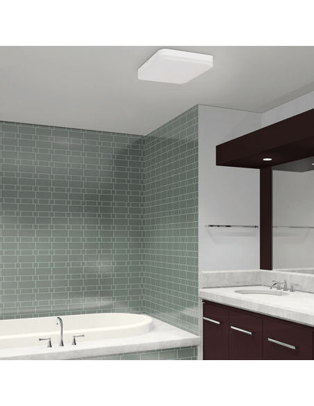 Plafón de techo LED Square de baño blanco 3000K/4000K/6500K, IP54 con Sensor Ambiente