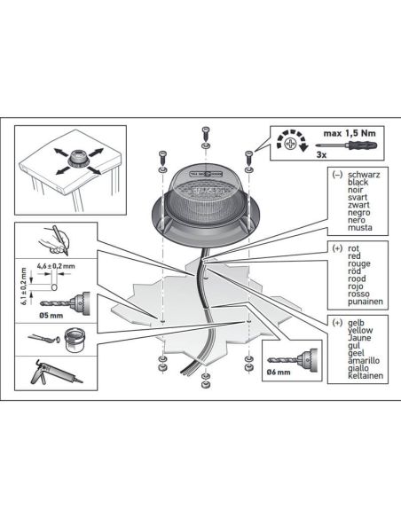Installation Gyrophare LED magnétique Slim Hella ValueFit 12V/24V avec câble TA1 et R10 2XD 357 980-001 Hella | leonleds