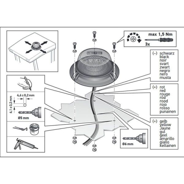 Instalación Rotativo LED magnético Slim Hella ValueFit 12V/24V con cable TA1 y R10 2XD 357 980-001 Hella | LeonLeds