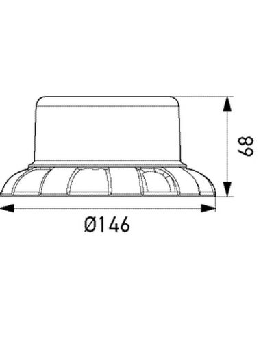 Dimensiones Rotativo LED de destellos 12V/24V K-LED sujeción fija con tornillos 2XD 066 146-001 | LeonLeds