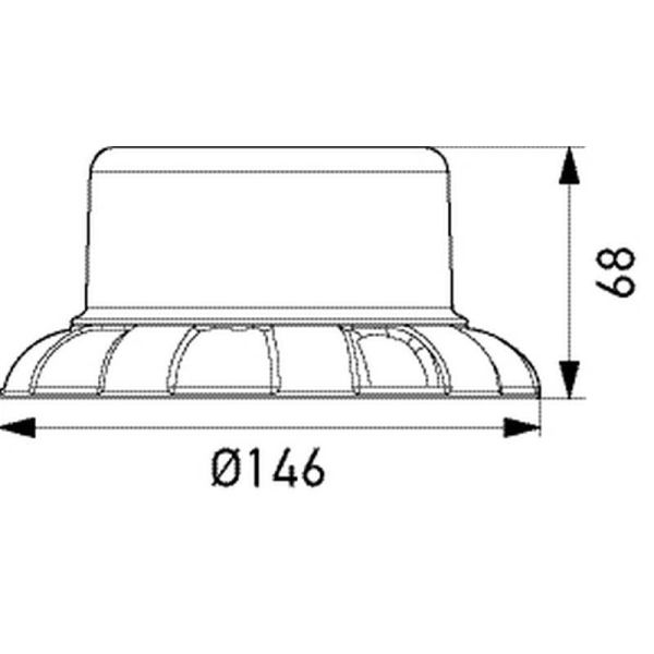 Dimensiones Rotativo LED de destellos 12V/24V K-LED sujeción fija con tornillos 2XD 066 146-001 | LeonLeds