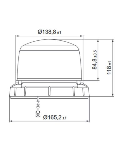 Dimensiones Rotativo LED de destellos sujección 3 Tornillos Rota-LED de Hella 12V/24V 2XD 013 979-001 Hella | LeonLeds