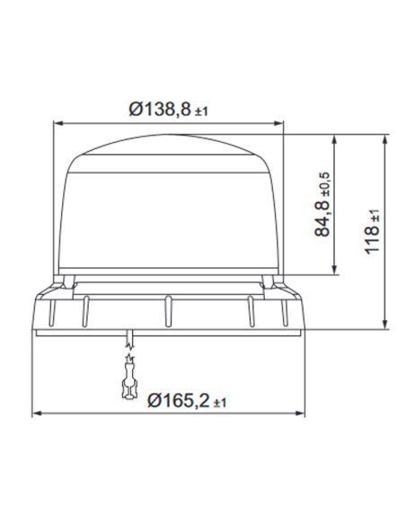 Dimensiones Rotativo LED de destellos sujección 3 Tornillos Rota-LED de Hella 12V/24V 2XD 013 979-001 Hella | LeonLeds
