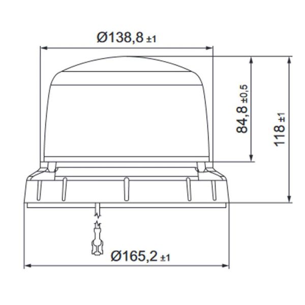 Dimensiones Rotativo LED de destellos sujección 3 Tornillos Rota-LED de Hella 12V/24V 2XD 013 979-001 Hella | LeonLeds