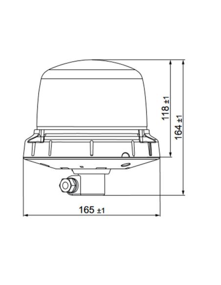 Dimensiones Rotativo LED ambar Flexible Tubuladura 12V/24V Hella RotaLED Compact 2XD 013 979-011 | LeonLeds
