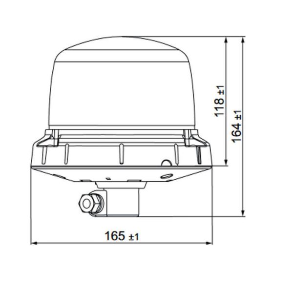 Dimensions Gyrophare à LED orange Prise flexible 12V/24V Hella RotaLED Compact 2XD 013 979-011 | leonleds