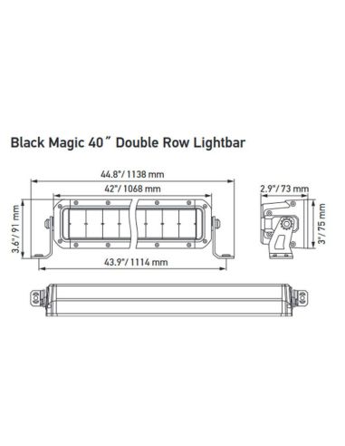 Dimensiones Barra LED Homologada 40" ECE R149 Double Row 9.720Lm 185W 1068mm Hella 1FJ 358 196-421 Hella | LeonLeds