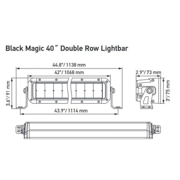 Dimensiones Barra LED Homologada 40" ECE R149 Double Row 9.720Lm 185W 1068mm Hella 1FJ 358 196-421 Hella | LeonLeds