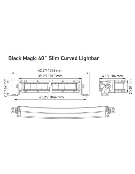 Barra LED Curva 40" 1013mm Aprovado ECE-149 50 Pontos de Luz 12V/24V 6.800Lm 1 Linha de LEDs 1FJ 358 196-521 | LeonLeds