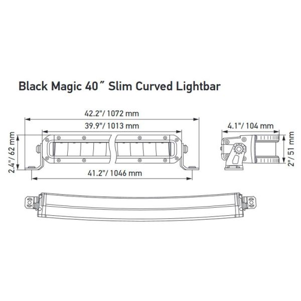 Barre LED Courbée 40" 1013mm Homologué ECE-149 50 Points Lumineux 12V/24V 6,800Lm 1 Ligne de LED 1FJ 358 196-521 | LeonLeds