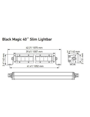 Dimensões LED Bar 40" 100,7Cm Slim Black Magic by Hella ECE 50 Combo Optic 6.815Lm 12V/24V 1FJ 358 196-321 | LeonLeds
