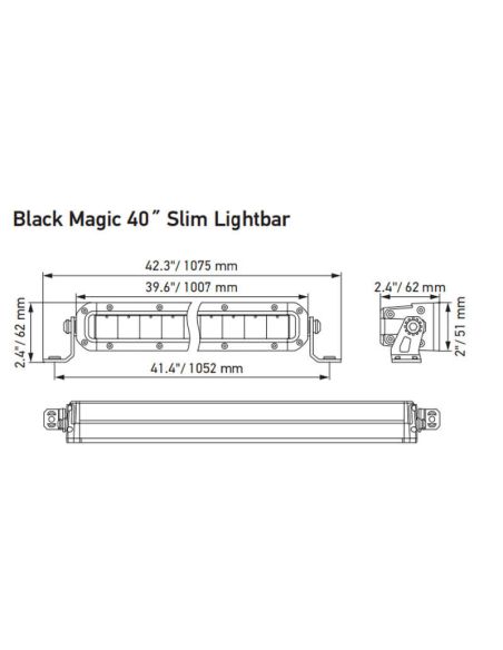 Dimensiones Barra LED 40" 100,7Cm Slim Black Magic de Hella ECE 50 Óptica Combo 6.815Lm 12V/24V 1FJ 358 196-321 | LeonLeds