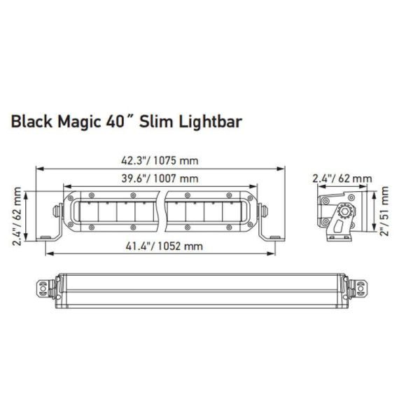 Dimensiones Barra LED 40" 100,7Cm Slim Black Magic de Hella ECE 50 Óptica Combo 6.815Lm 12V/24V 1FJ 358 196-321 | LeonLeds