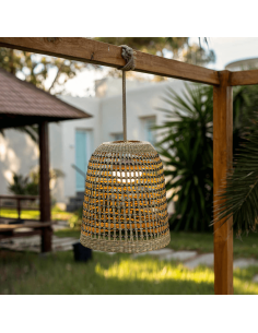 Lámpara colgante exterior sin cable natural Positano New Garden | LeonLeds Iluminación 2