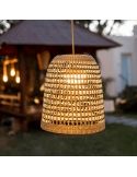 Lámpara colgante exterior sin cable natural Positano regulable carga USB New Garden | LeonLeds Iluminación