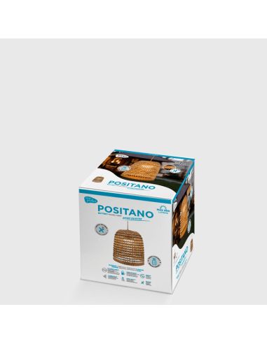 Lampe suspendue d'extérieur sans fil en fibres naturelles Positano New Garden | Éclairage LeonLeds