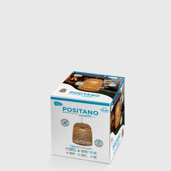 Lámpara colgante para exterior sin cable fibras naturales Positano New Garden | LeonLeds Iluminación