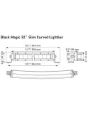 Dimensions Homoloda Barre LED Courbe 32" Black Magic ECE 50 806mm 12V/24V 1FJ 358 196-511 | LeonLeds