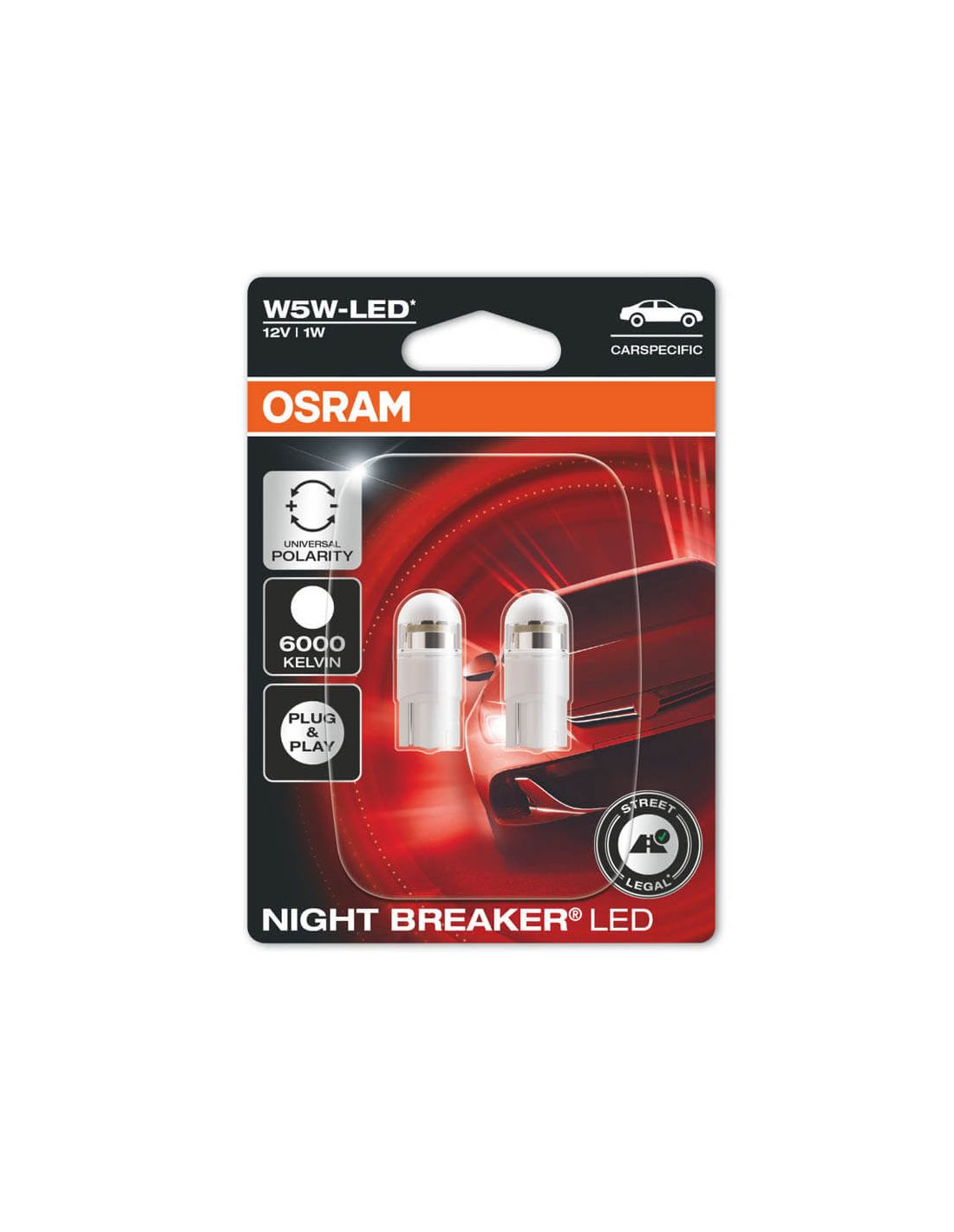 Ampoules LED T10 W5W Homologué Night Breaker 12V