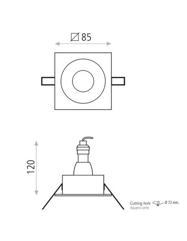 Downlight Encastré LED Velt Blanc 8W - GU10 - Mesures IP64