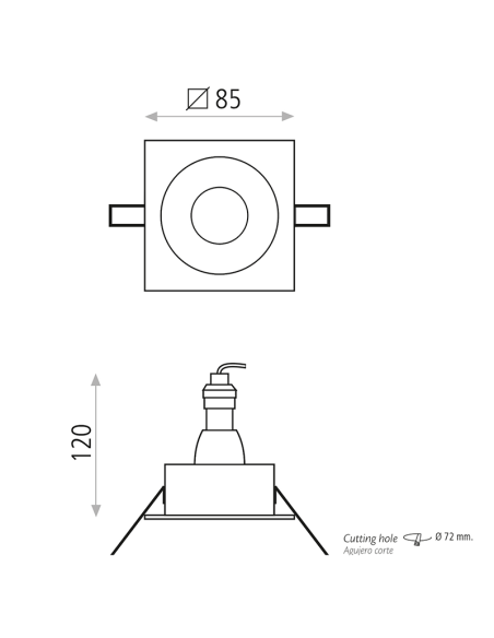 Downlight Empotrable LED Velt blanco 8W - GU10 - IP64 Medidas