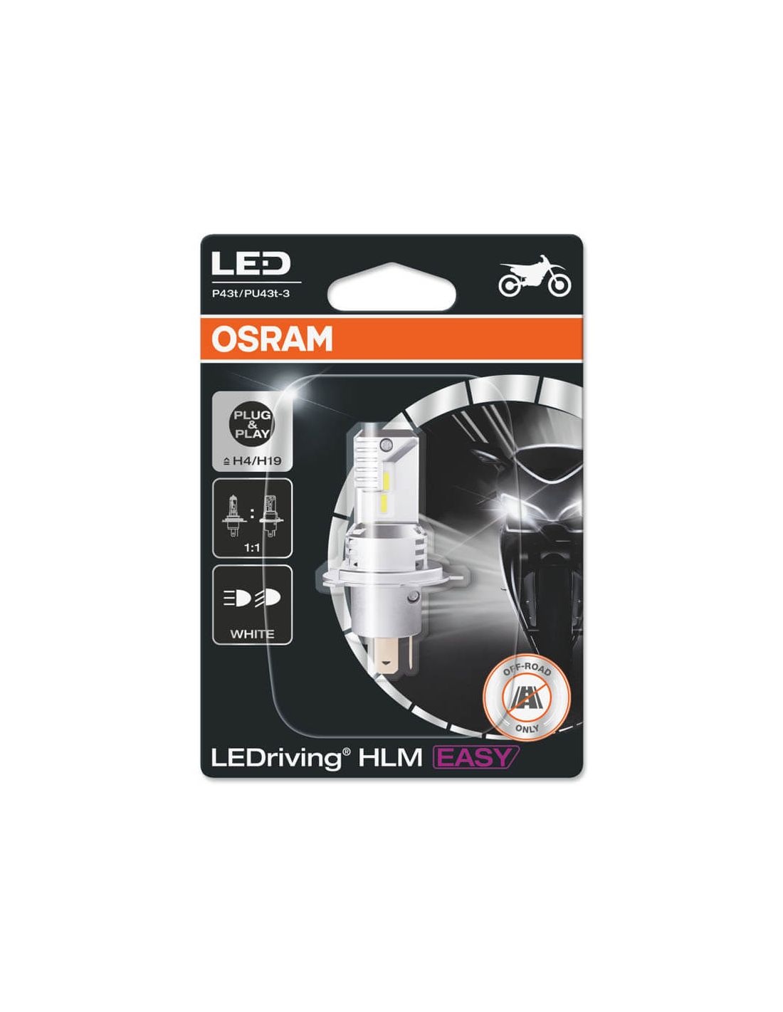 LED P43t , H4 lampe pour FEU DE CROISEMENT / ROUTE 6 VOLT
