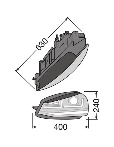 Dimensions Phare Avant LED Golf VII LEDriving Chrome Pack 2 LEDHL104-CM (2012-2016) Avant Restyling Avec Osram Xenon | LéonLeds