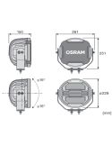 Dimensiones Faro LED potente con luz de posición Homologado 60W / 2,5W Cube MX260-CB LEDDL112-CB Osram | LeonLeds