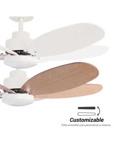 Ventilador de teto Rainbow M, LED 18W DC motor pás reversíveis