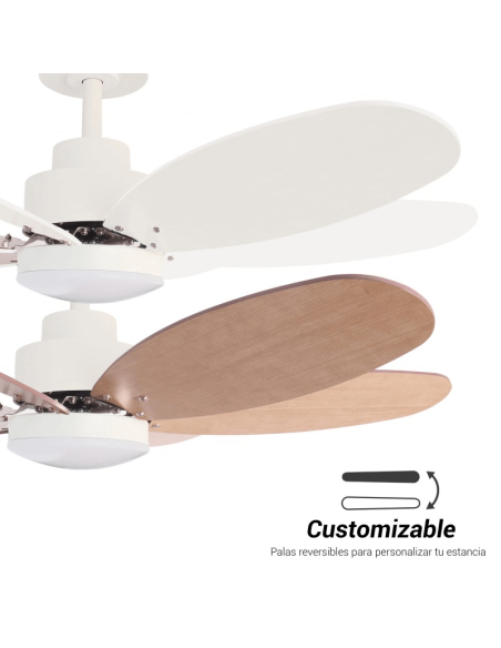 Ventilador de Techo Rainbow M, LED 18W motor DC Aspas reversibles