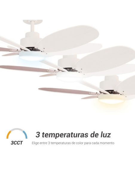 Ventilateur de plafond Rainbow M, LED 18W DC moteur 3 températures de lumière