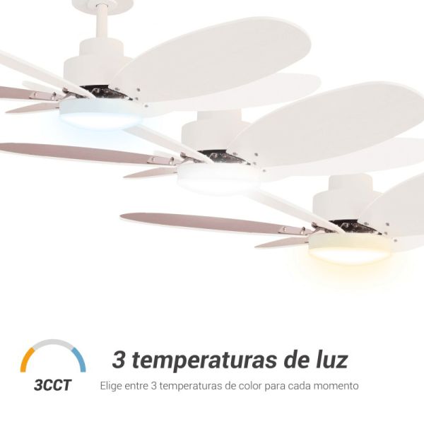 Ventilateur de plafond Rainbow M, LED 18W DC moteur 3 températures de lumière