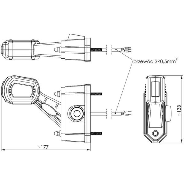Dimensiones Galibo LED de anchura con Sensor de Proximidad 12V 24V 3 Funciones LDCC2725 Derecha | LeonLeds