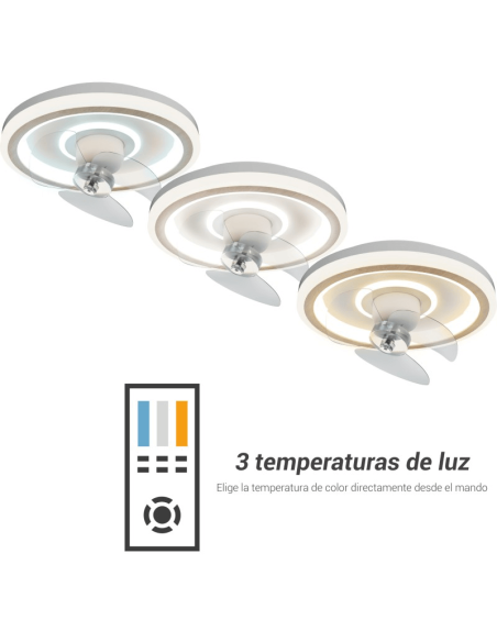 Ventilateur de plafond LED pour plafond ou mur Alan Move 38W DC 3 température de lumière