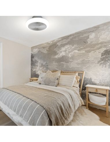 Ventilateur de plafond LED Enkel 44W flux concentré environnement DC