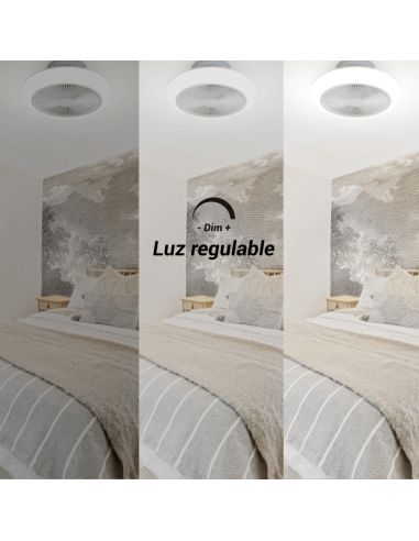 Plafón LED Ventilador Enkel 44W flujo concentrado DC luz regulable