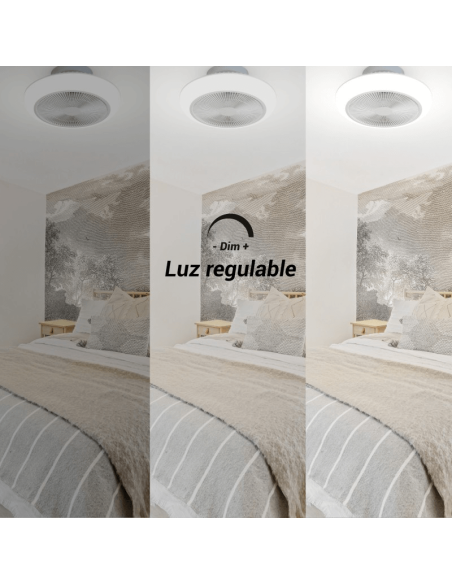 Ventilateur de plafond LED Enkel 44W flux concentré DC lumière réglable