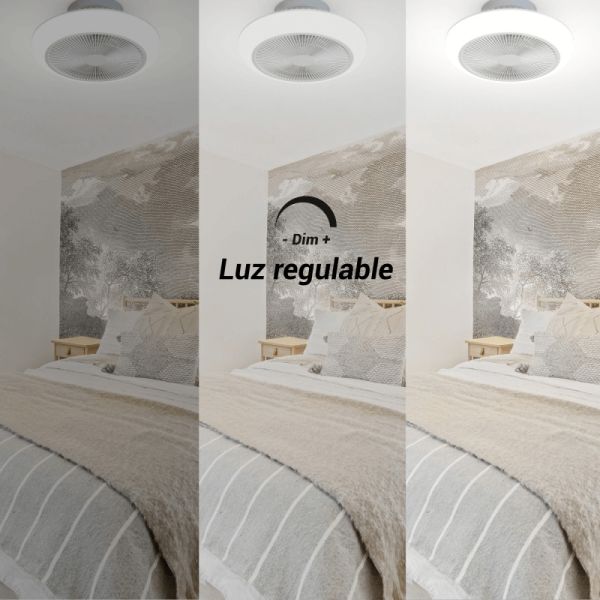 Ventilateur de plafond LED Enkel 44W flux concentré DC lumière réglable