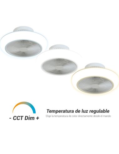 Plafón LED Ventilador Enkel 44W flujo concentrado DC temperatura de luz